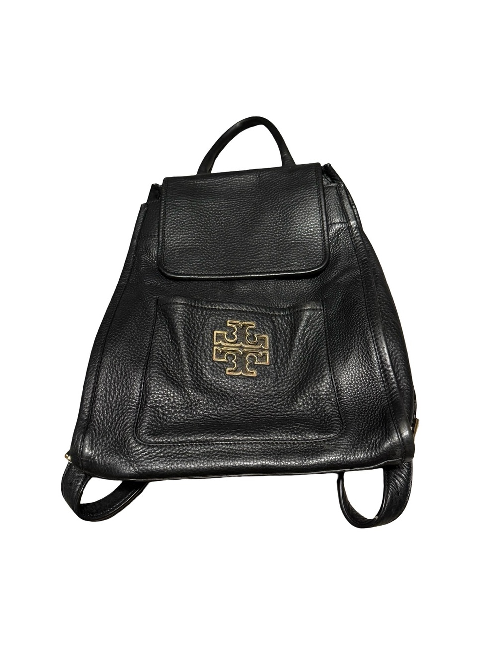 Tory Burch Black Leather Backpack with Gold Logo